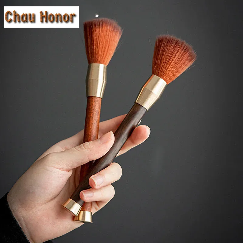 Creative Chinese Style Cleaning Brush Hand-carved Cleaning Pot Pen Sandalwood Handle Horse Hair Tea Accessories Cleaning Brush