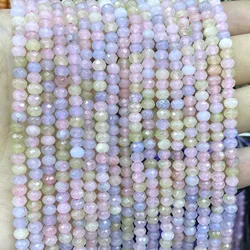 Natural Stone Faceted Flat Rondelle Spacer Beads Colorful Morganite Jades Chalcedony For Jewelry Making Diy Accessories 3X4MM