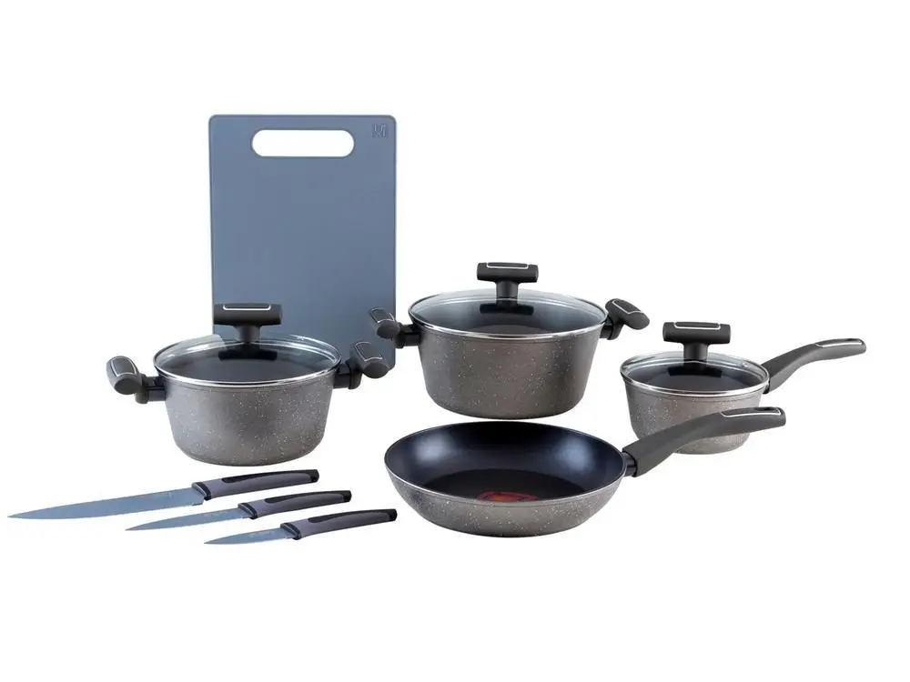 8 Pieces Mercury Grey Aluminum Nonstick Bergner Cookware Set