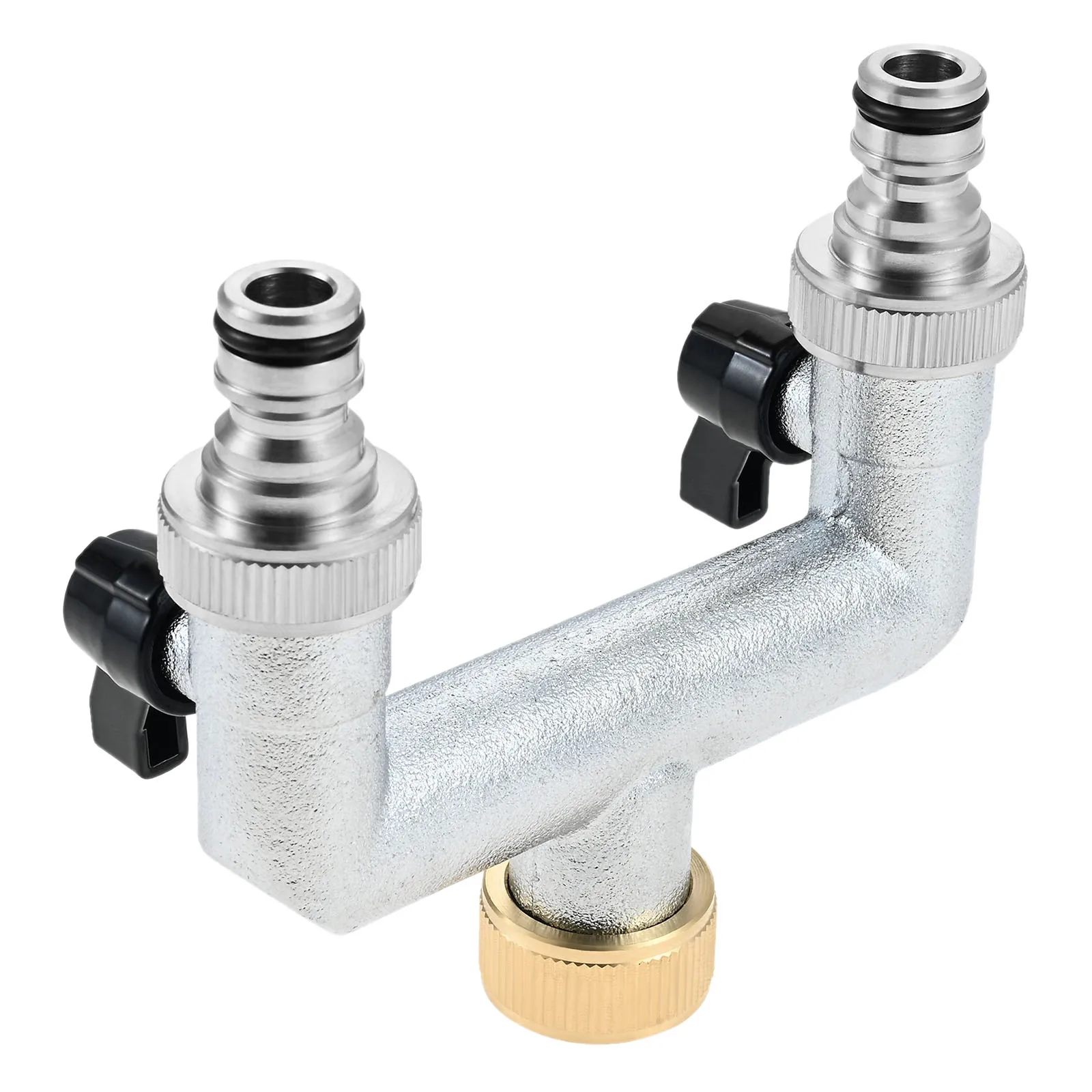 2-Way Tap Water Distributor 3/4 Inch Water Connection Distributor with Shut-off Valves for Adjusting and Shutting The Water Flow