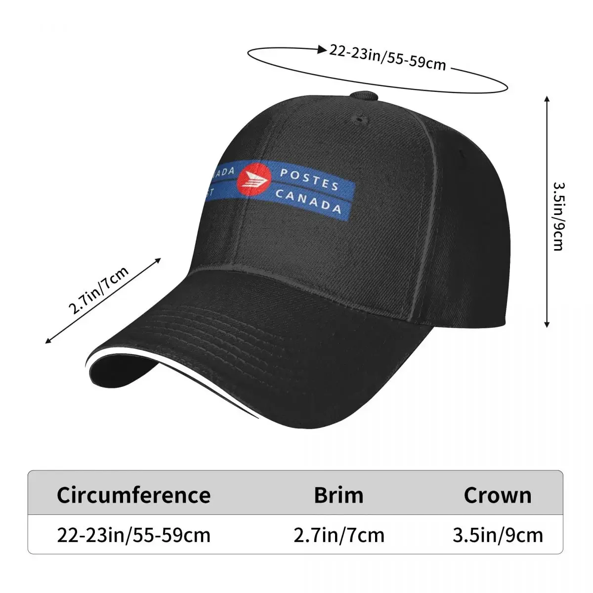 Canada Post Logo Billingual Cap Fashion Casual Baseball Cap Adjustable Hat Summer Unisex Baseball Hat Customizable Polychromatic