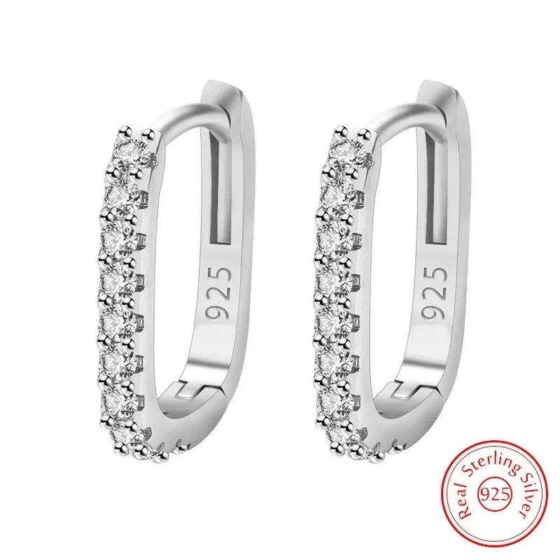 Hot Popular 925 Sterling Silver Charms Crystal Jewelry Fashion Zircon Circle Hoop Earrings For Woman Lady Wedding Party Gift