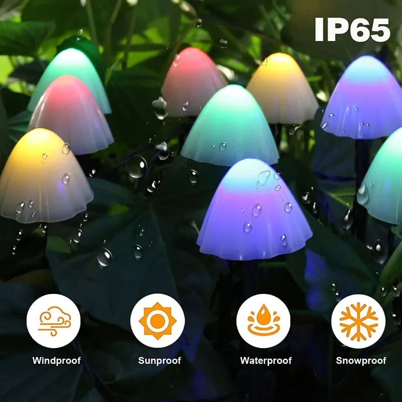 Outdoor Solar Garden Light IP65 Waterproof Mushroom String Lights LED Fairy Light Garland Solar Landscape Light for Garden Decor