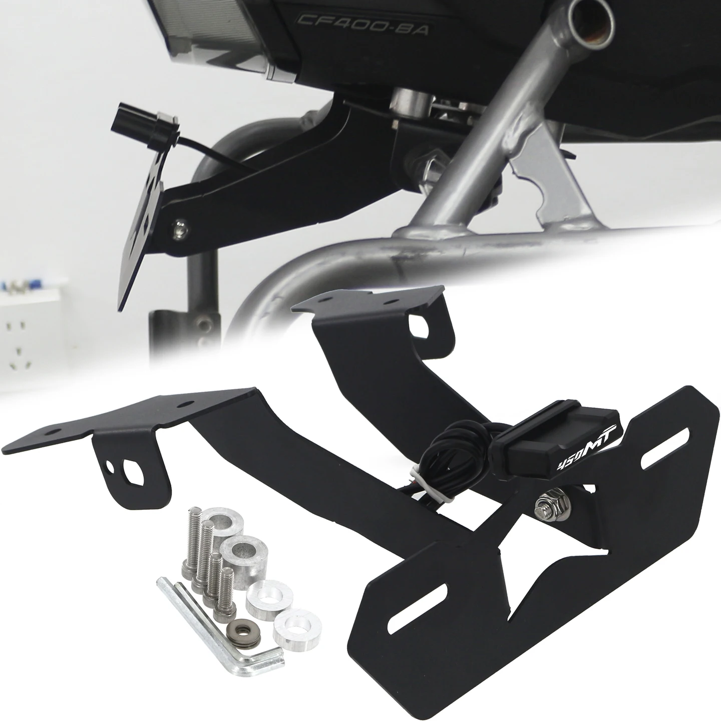 For CFMOTO 450MT 800MT-X 450 MT Upgrade Motorcycle stainless steel License Plate Holder Fender Eliminator Tail Tidy LED Light