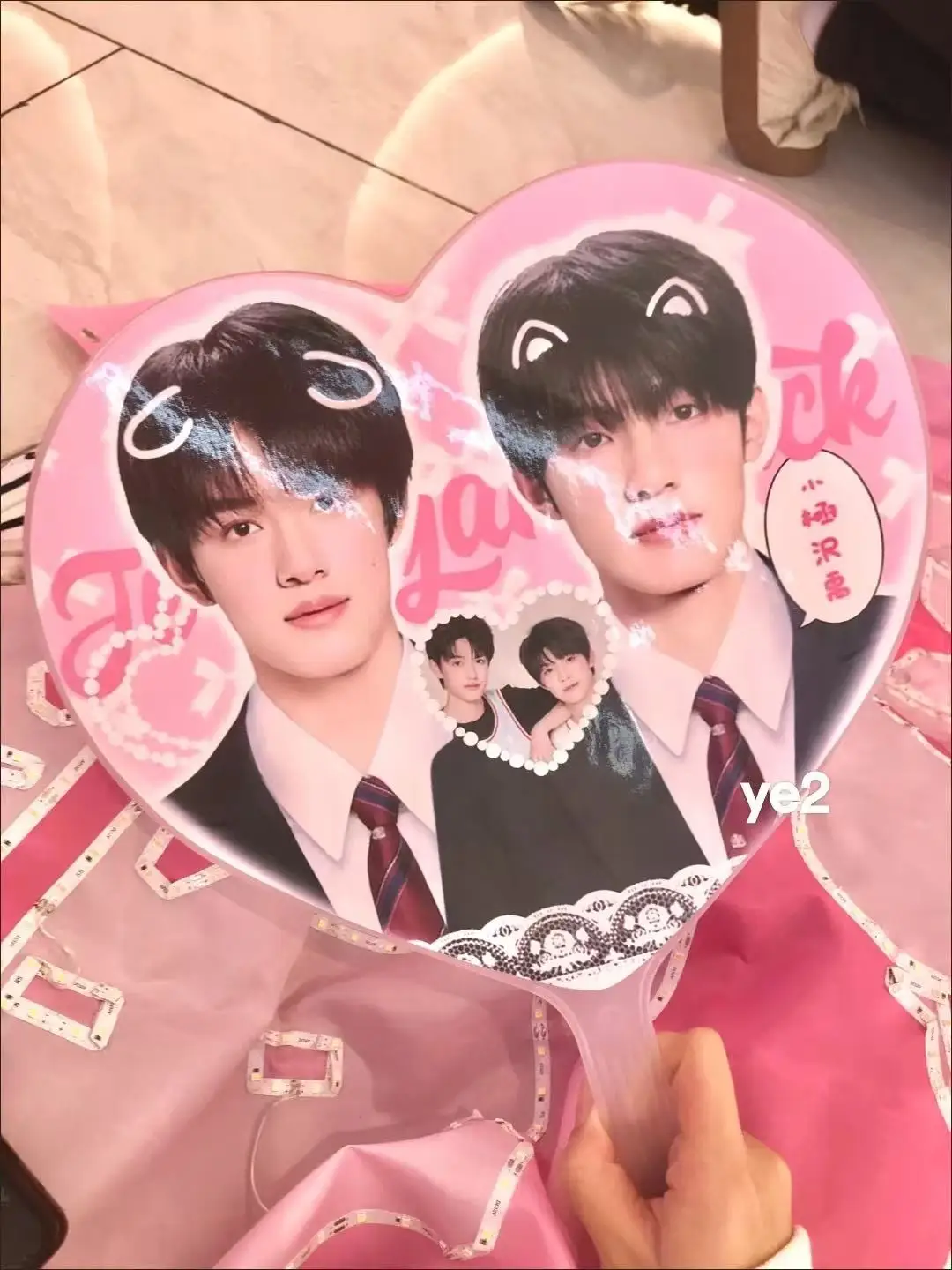 Custom Big Heart Fan Picket Kpop Event Anniversary Including  Transparent Prote Coverctive