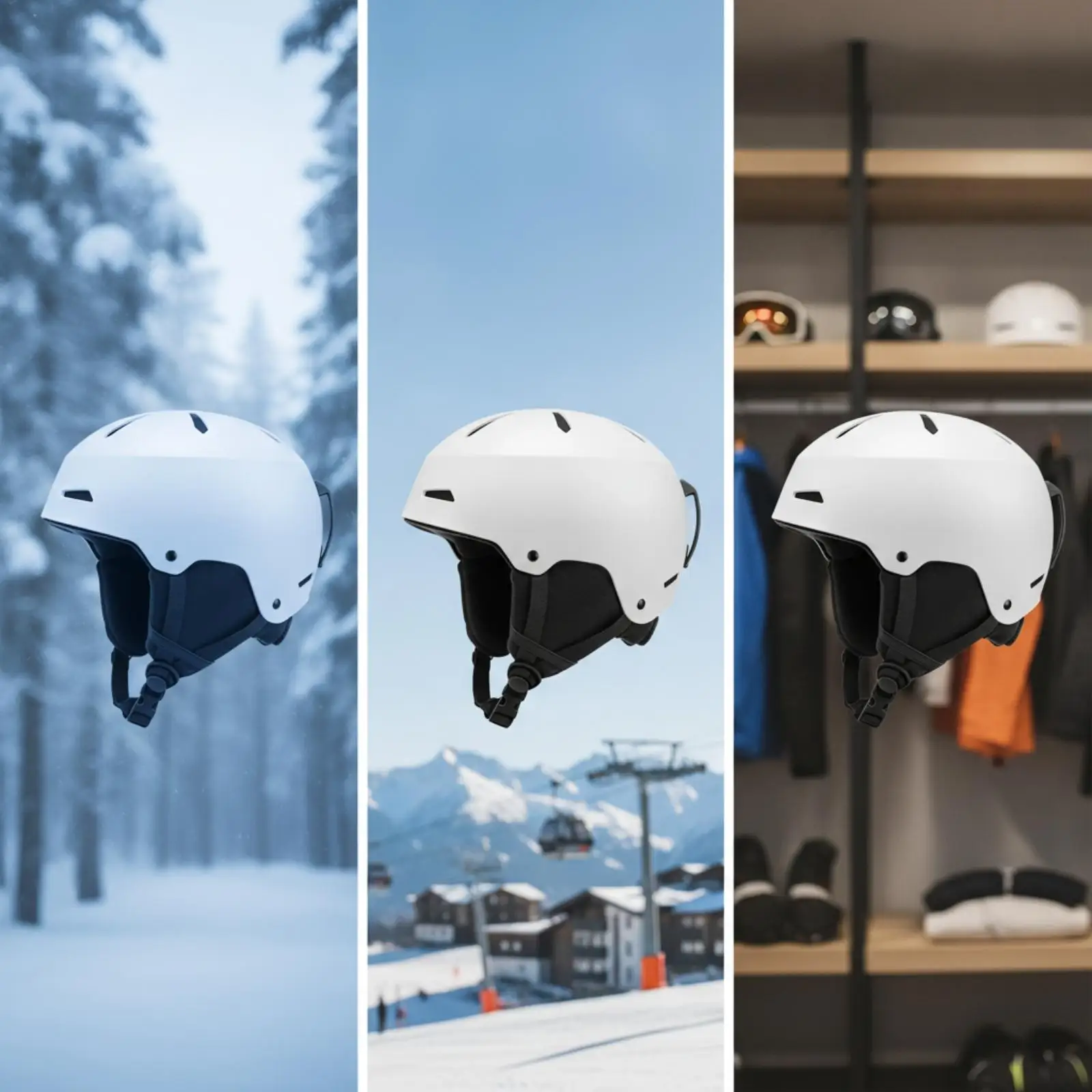 Adult Outdoor Ski Safety Cap with Adjustable Chin Strap Ventilated ABS EPS Snowboard Helmet for Winter Mountain Sports