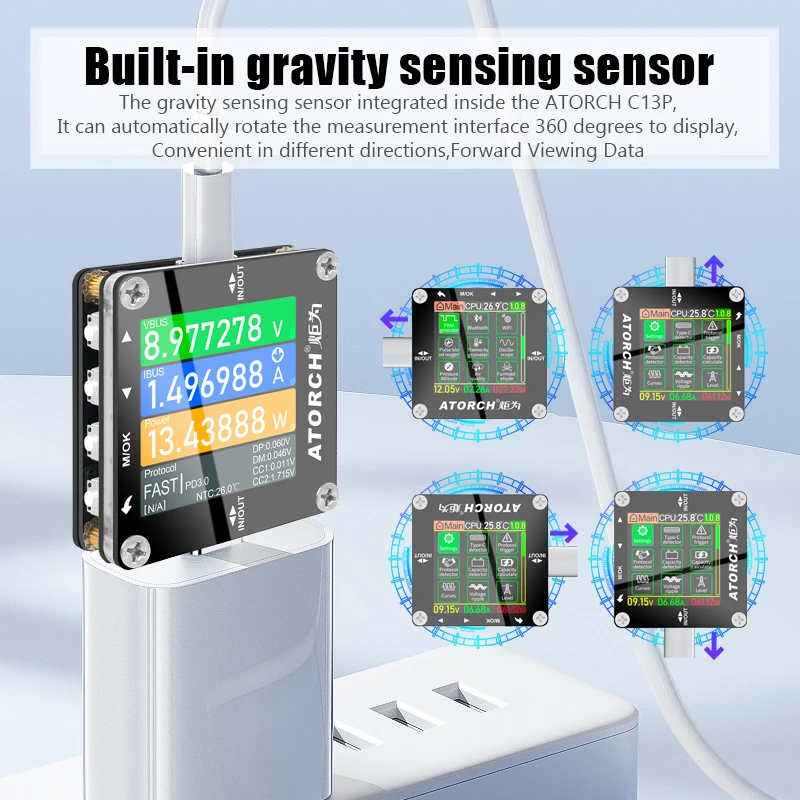 C13P 48V Fast charging Protocol Tester USB Voltage Current Meter Type-c PD3.0 Mobile Phone Charger Monitor Scalable Features