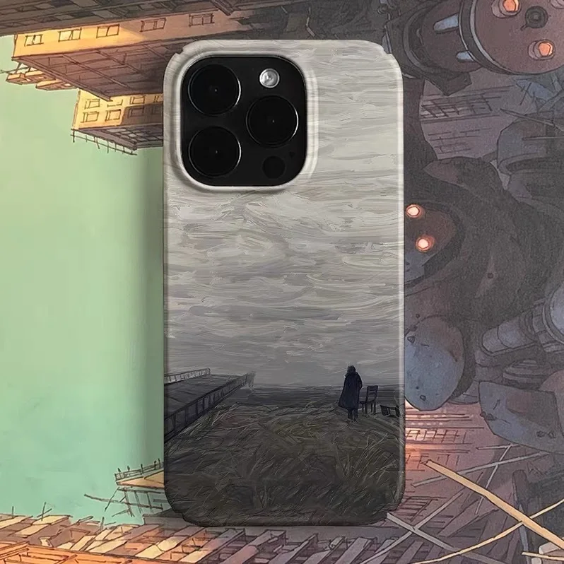 

Ins Retro Lonely Old Man Art Case for IPHONE 17 16 ProMax 15 14 Plus 13 12 MINI 11 PRO 16Plus XR XS MAX Acrylic Phone Cover