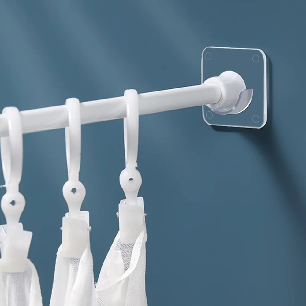 Bathroom Accessories Self-adhesive Wall Hanger Clothes Rail Bracket Curtain Rod Holder Curtain Rod Bracket Rod Support Stand