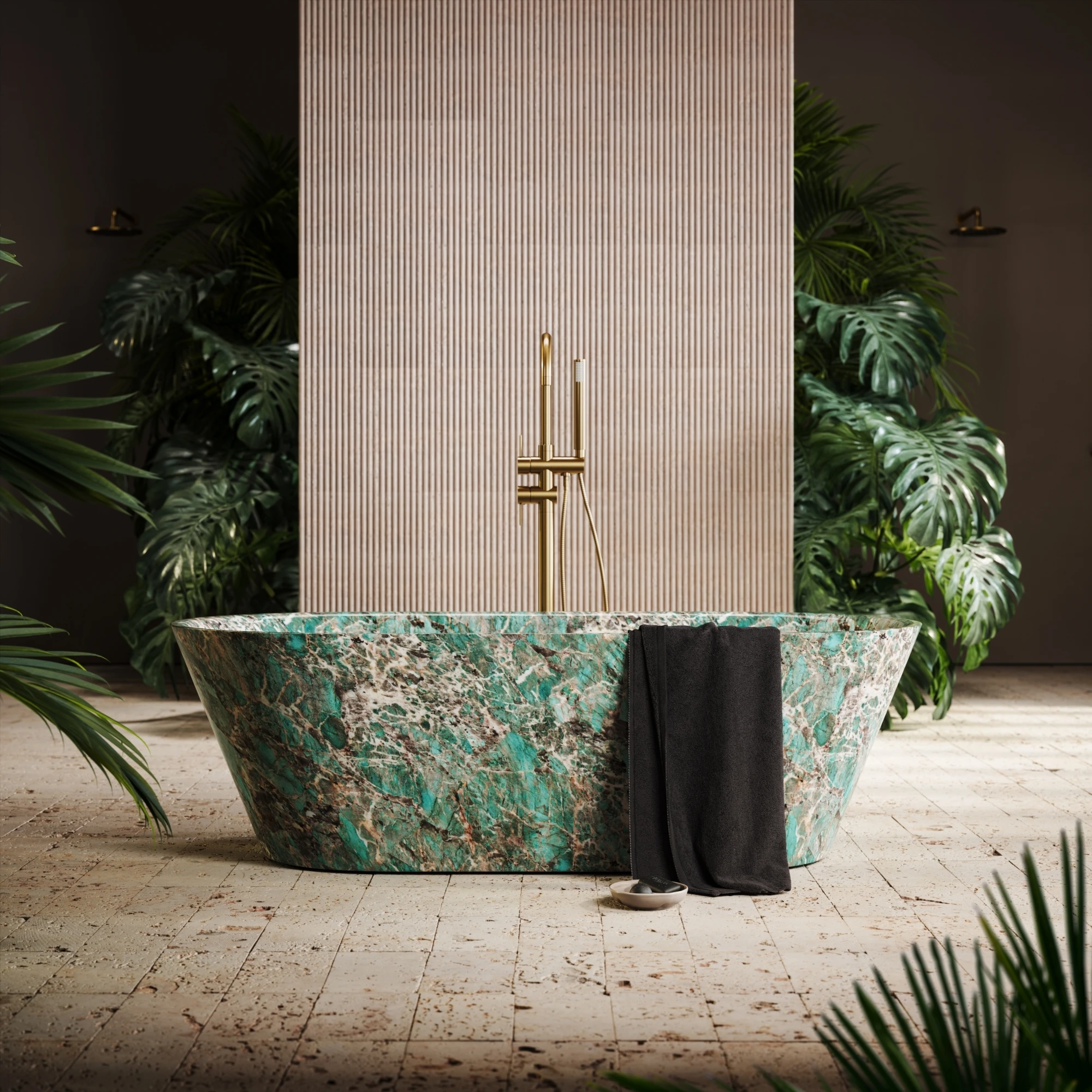Natural green agate freestanding bath marble immersion massage including drain for traditional hotel bathroom use