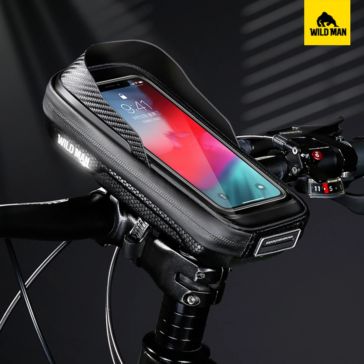 WILD MAN E16 Bicycle Bag EVA Hard Shell Waterproof Touch Screen Front Beam Bag Road Mountain Bike Removable Anti-vibration Bag