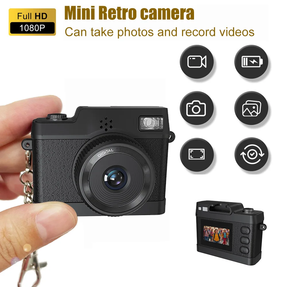 

Vintage Mini Cam Glow Student With DSLR Camera keychain With Flash Sound Effects Gift Toy Bag Accessories Kids Boy small camera