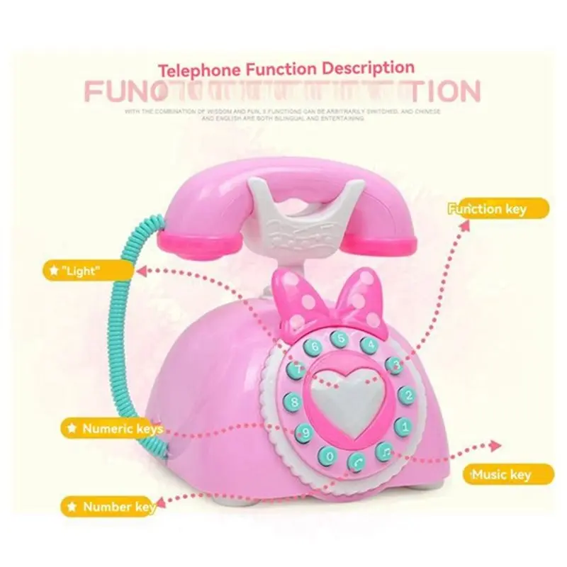 هاتف أرضي موسيقي قابل لإعادة الشحن للأطفال للتعلم المبكر ولعب الأدوار كهدية عيد ميلاد تعليمية