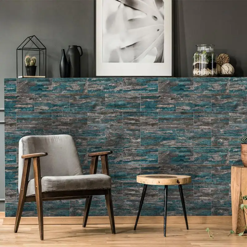 Retro Grey Wood Tile Stickers,3D Matte Thick Foam Self-Adhesive Oilproof Wallpaper Kitchen Bedroom DIY Vintage Home Wall Renovat