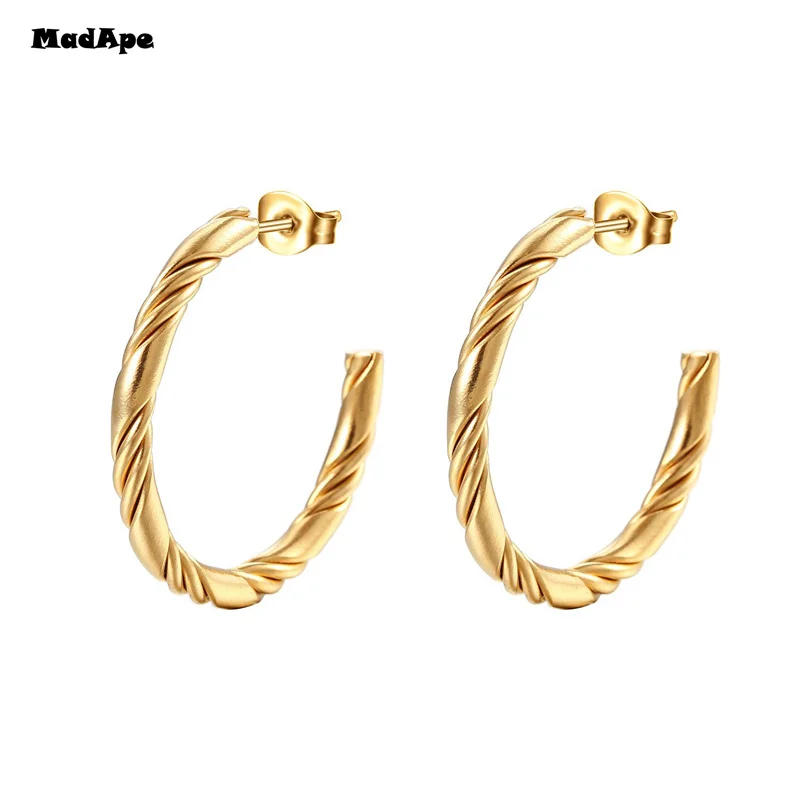 New Trendy Twisted Small Hoop Earrings for Women Fashion Gold Color Metal Circle Tiny Hoops Huggie Ear Buckle Jewelry 2023