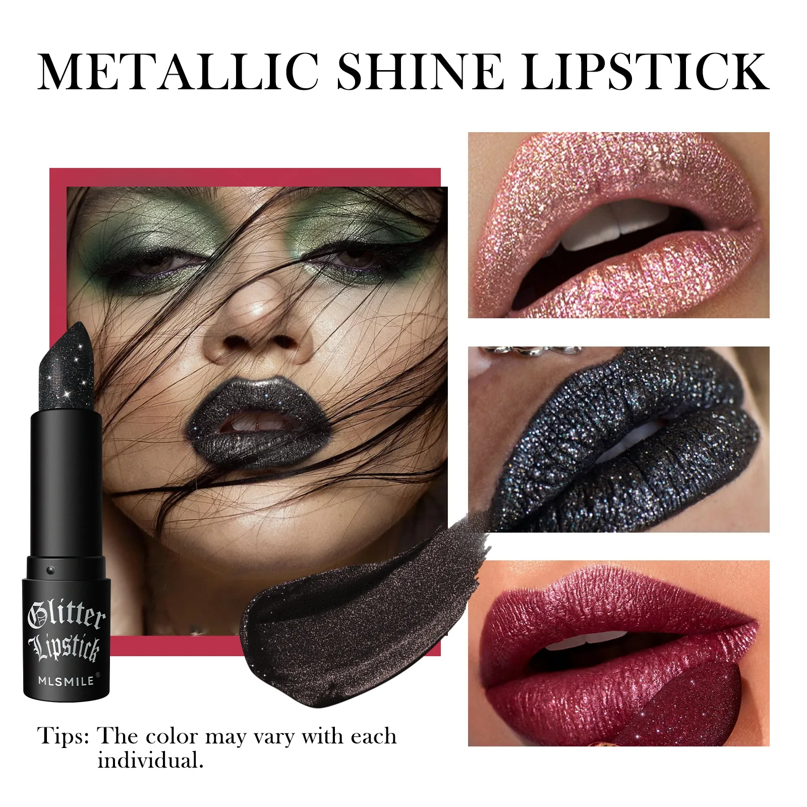 Chrom-Metallic-Glitzer-Lippenstift mit mattem Effekt, wasserfestes und langanhaltendes Make-up für Lippen