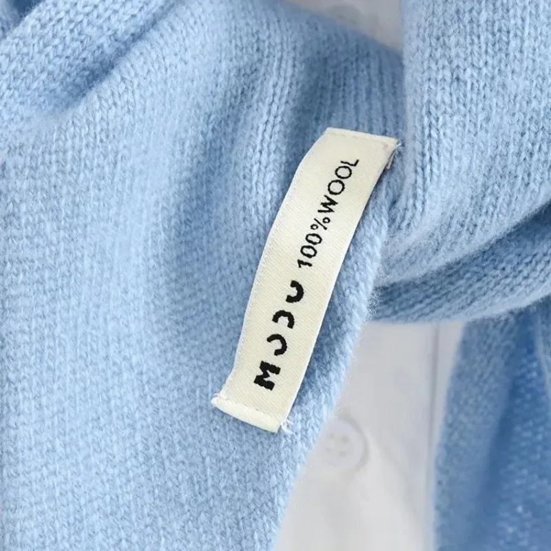 

100% Australian Wool Knitted Triangle Scarf Shawl Women's Autumn Winter Warm Neck Protection Scarf Decorative Small Scarf