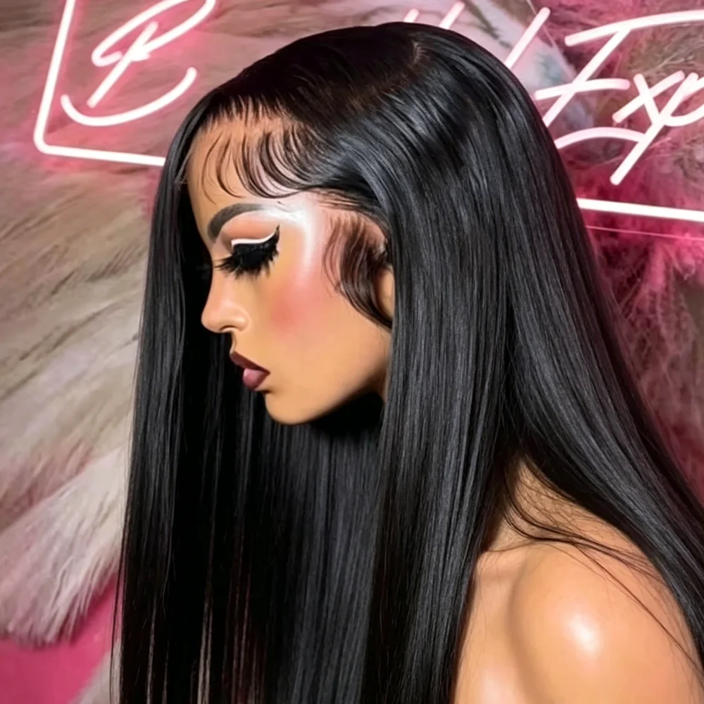 

30 40 42 Inch Bone Straight Raw Brazilian Human Hair Wig 250% Density 13x6 HD Lace Frontal Wig Pre Plucked Natural Black Real Human Hair Wigs For Women