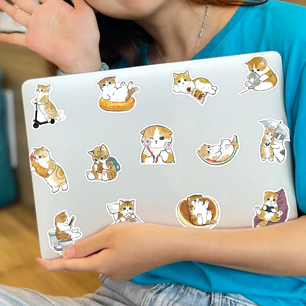 10/30/64PCS Cute Orange Cat Cartoon Stickers DIY Decoration Suitcase Scrapbooking Phone Laptop Stationery Kitty Kid Toy Sticker