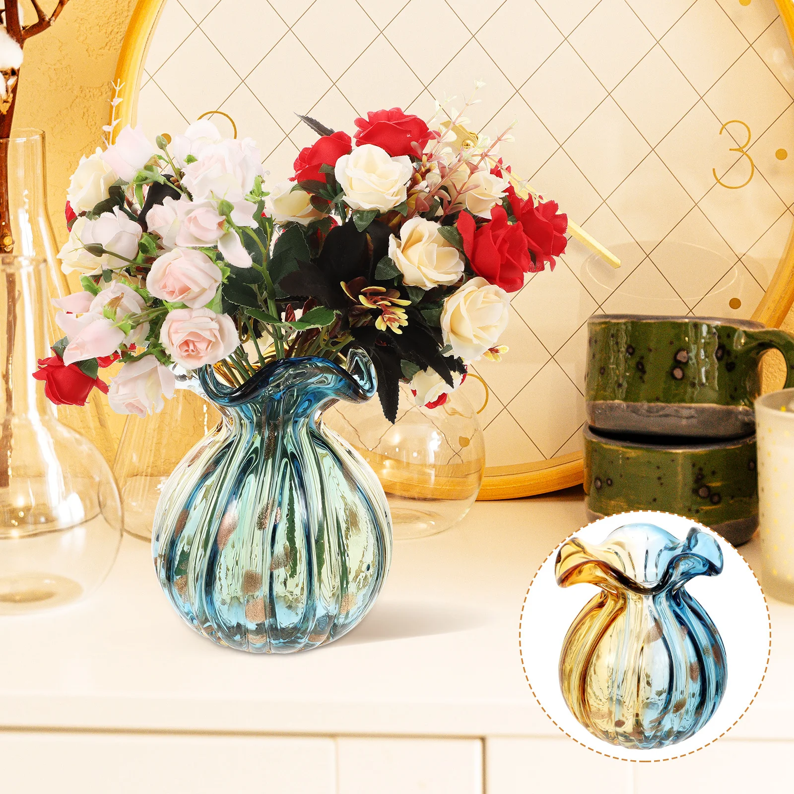 

Creative Glass Vase Simple Style Modern Floral Decoration Dried Fresh Flowers Container Home Kitchen Dining Room