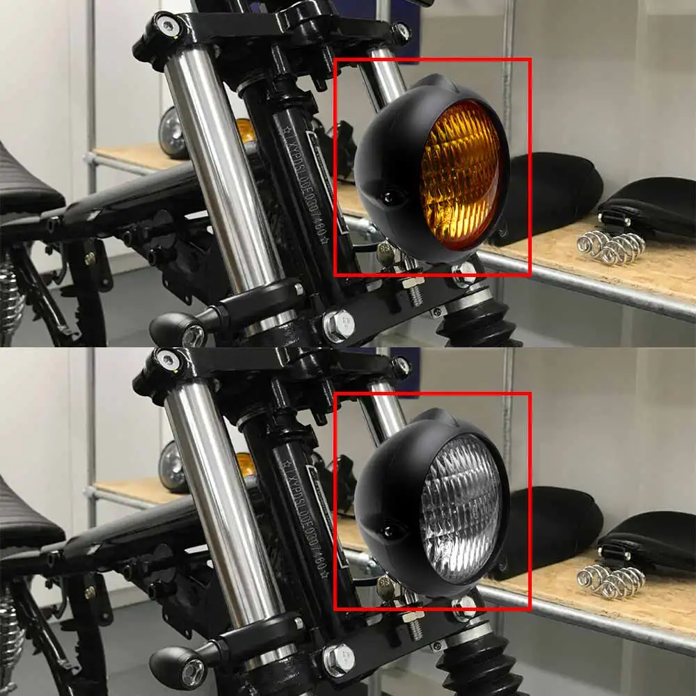 4.5" Motorcycle Accessories Retro Headlight For Harley Kawasaki Honda Yamaha Cafe Racer Bobber Cruiser Hi/Lo Beam Head Lamp 2