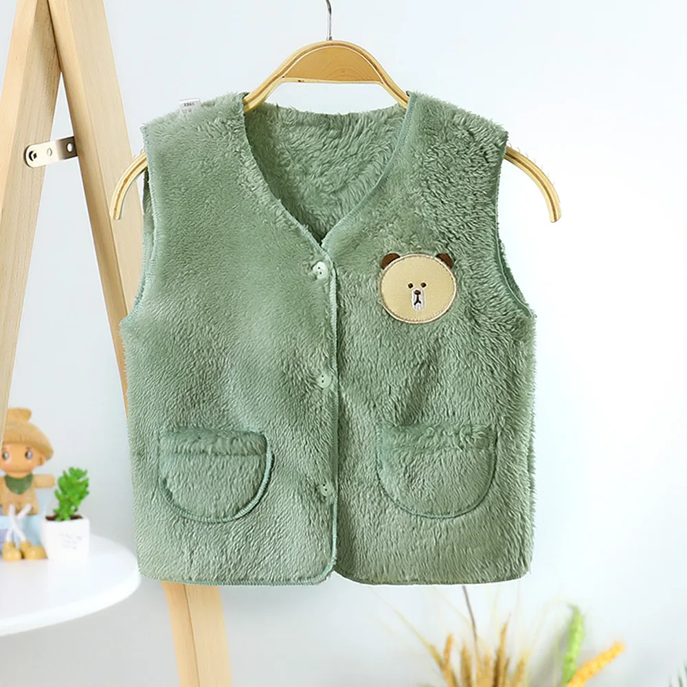 Kids Clothes Waistcoat Children's Vest Boy Girl Thicken Velvet Lining Keep Warm Jackets Vest Children's Clothing Autumn Winter