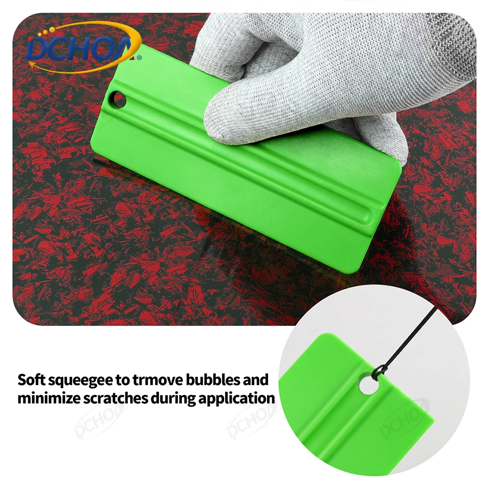 DCHOA Vinyl Wrap Squeegee Felt Edge Scraper Carbon Fiber Film Tool For Car Wrapping Window Tint Installation Sticker Bubble Free