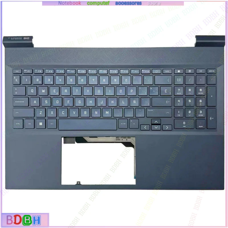 ¡Nuevo teclado original US/SP para HP OMEN 7 8 Victus 16-D 16-E TPN-Q263 TPN-Q264, teclado retroiluminado con reposamanos, carcasa superior azul!