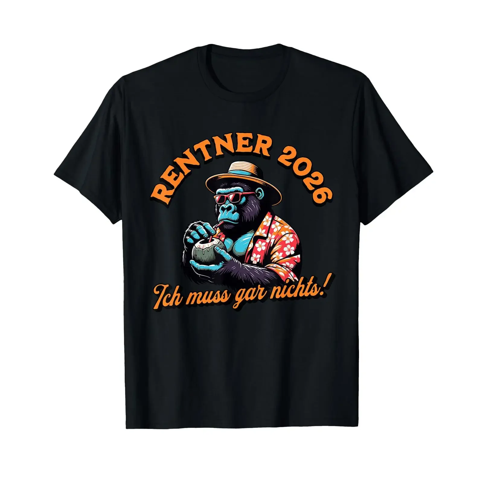 Pensioner 2026 T Shirt with German text I don't have to do anything Monkey Motif vintage Washed Breathable Unisex
