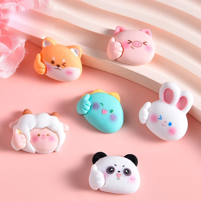 10 Pcs New Kawaii  Cartoon Pig, Rabbit, Dinosaur Series Resin Scrapbook Diy Jewellery Hairpin Decorate Accessories