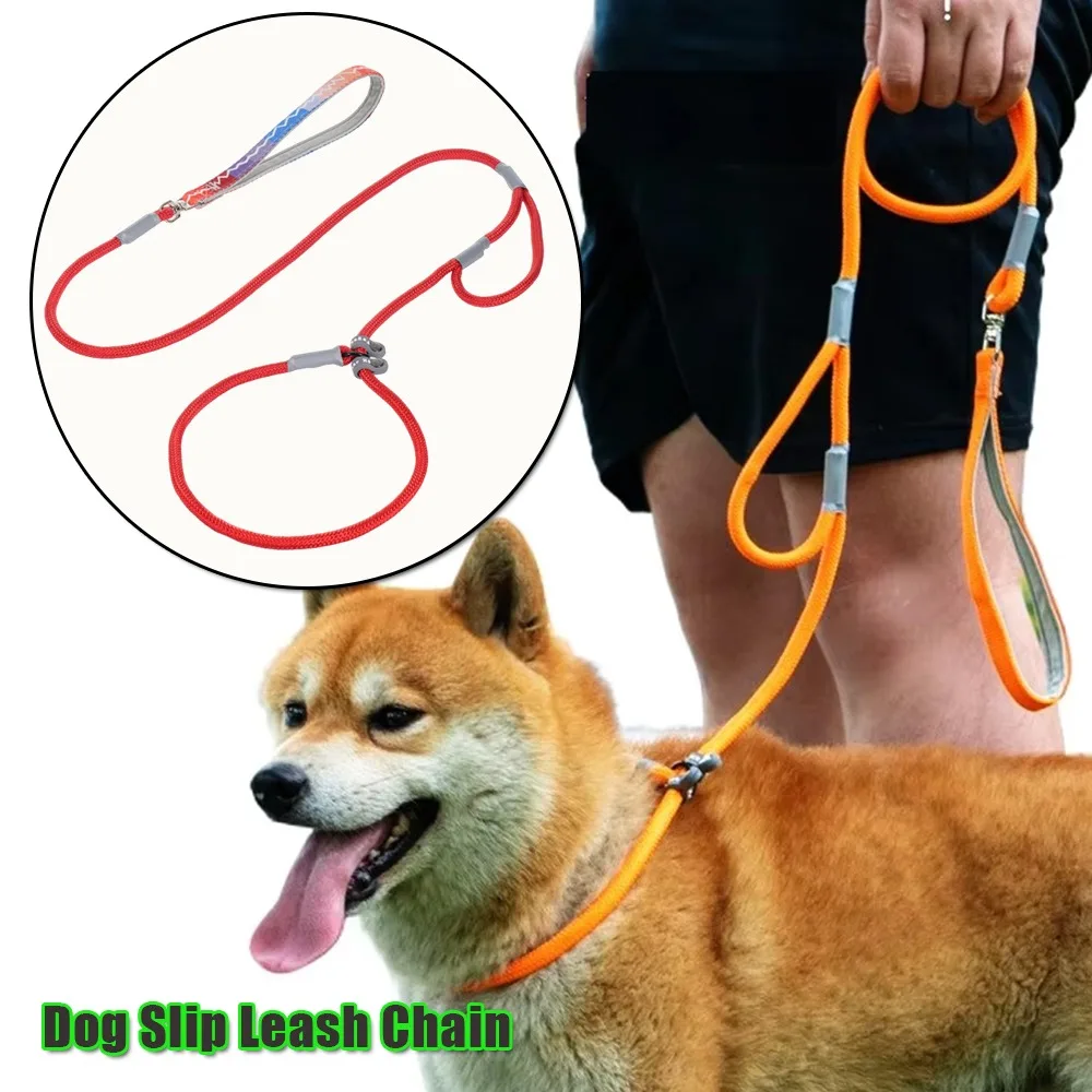 Hundeleine in Militärqualität, Slip-Kette, Nylonseil mit zwei Griffen, kein Ziehen, Trainingsleine, robustes Haustier-Zugseil für M L-Hunde