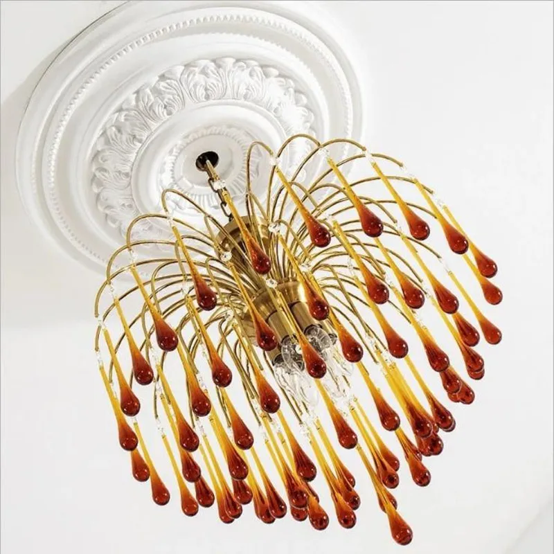 Retro Lucei Vetro Di Lusso Lampadario Acqua Goccia Naso Francese Classico  Soggiorno Italiano Llluminazione Camera Da L