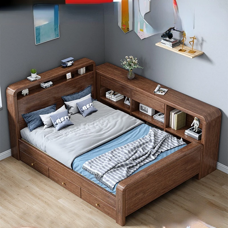 Bett 1 – Der massivholz Kinderbetten mit integrierter Bücherregal- und Speicherlösung für kleine Räume