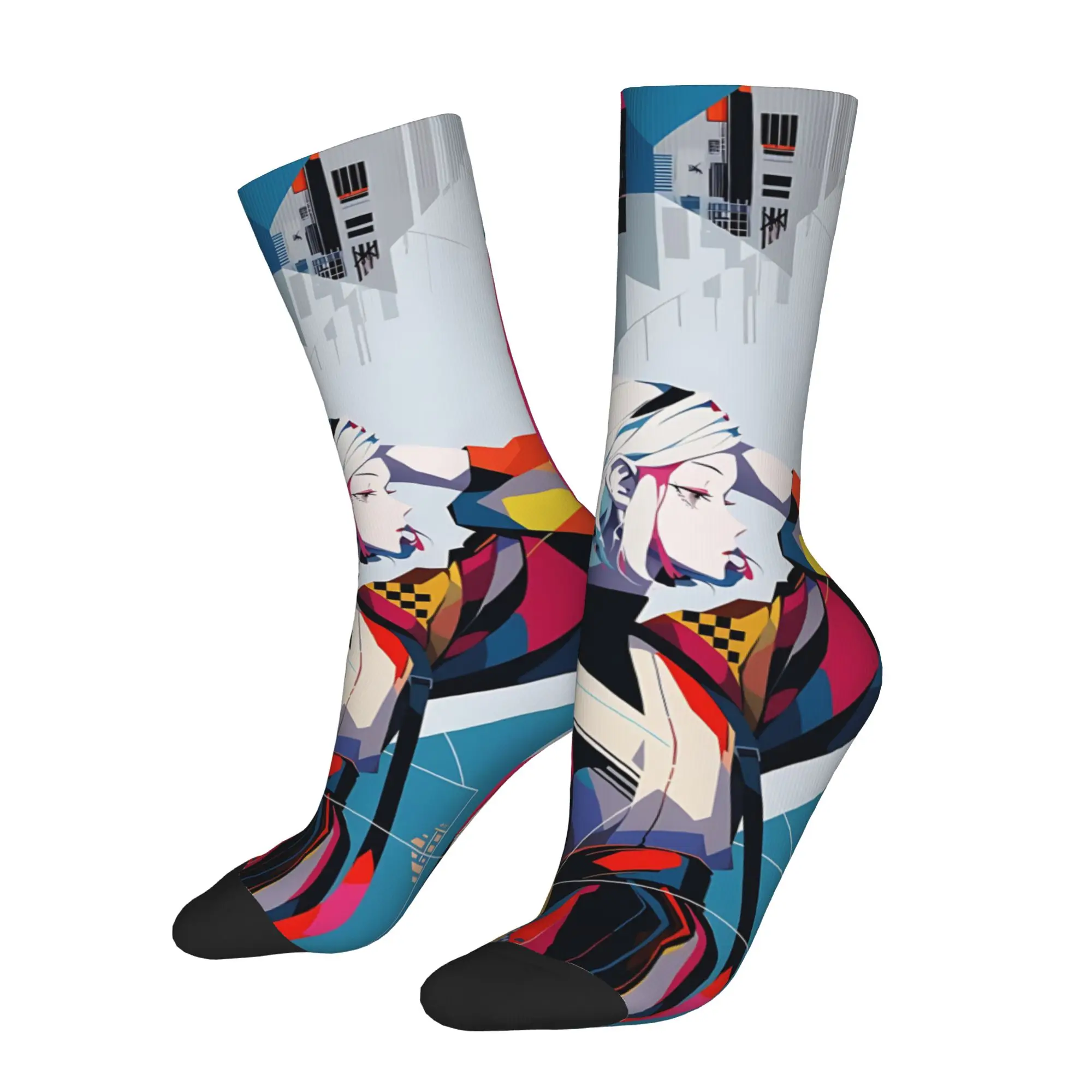

Спортивные носки с индивидуальным дизайном, крутые носки с аниме-персонажами, ретро-стиль Харадзюку, хип-хоп, оригинальные носки с необычным принтом.