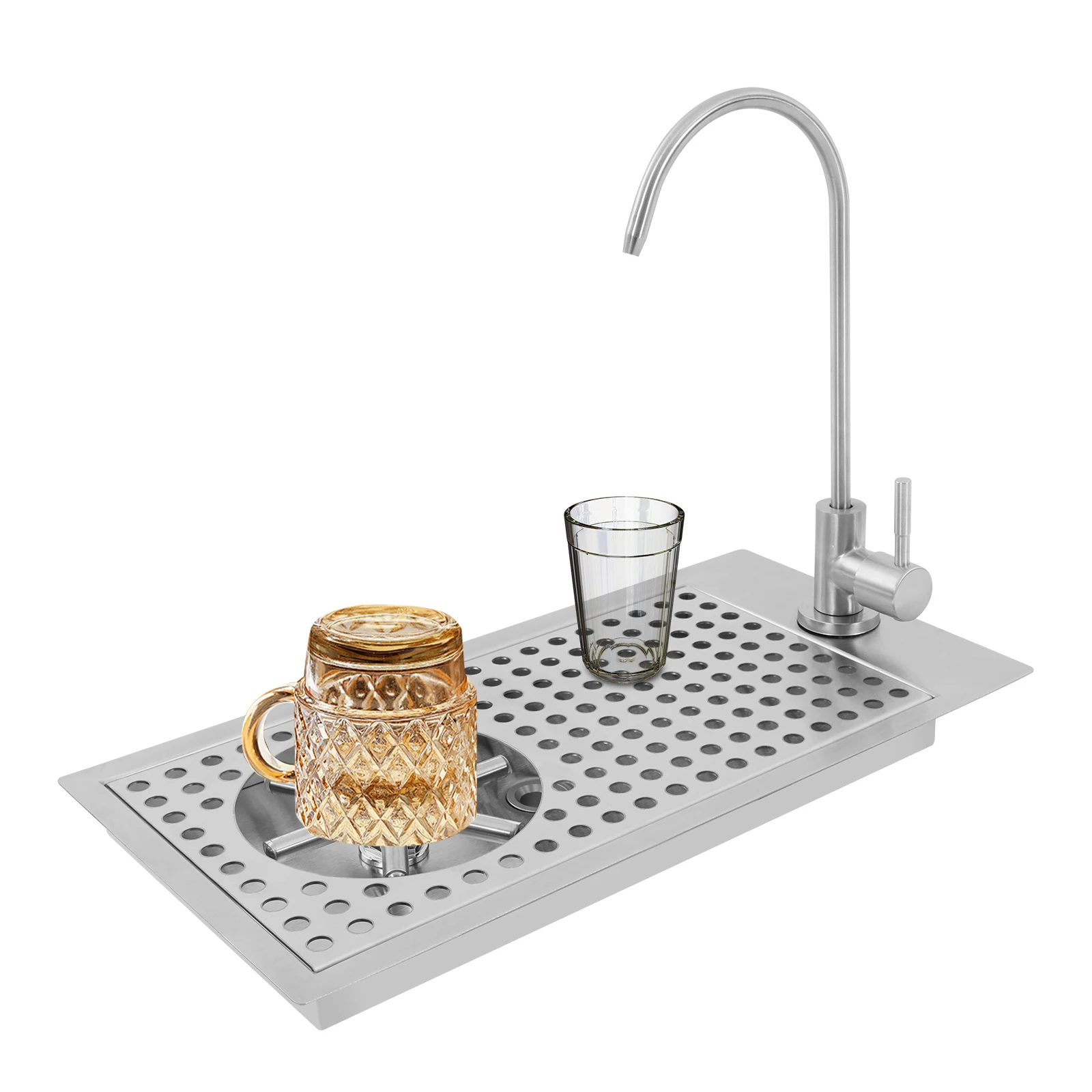 

Ополаскиватель для стекла Мойка для чашек из нержавеющей стали Ополаскиватель для чистки стекла с чистым краном для домашнего ресторана-бара