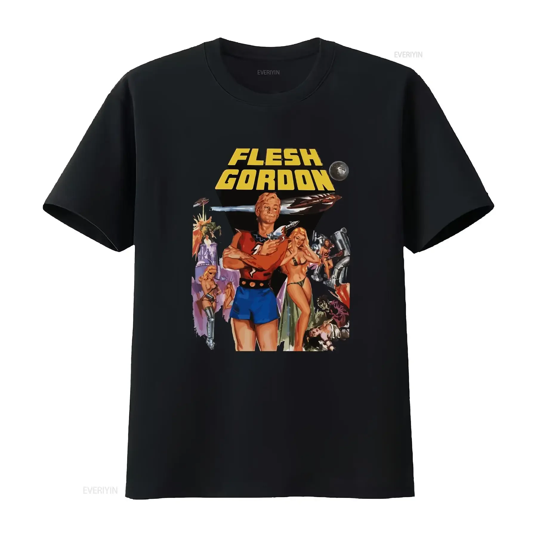 Flesh Gordon Movie Poster T Shirt Natural Vintage Cotton All Sizes S 5X vintage Washed Top For Everyday Wear Unisex Casual
