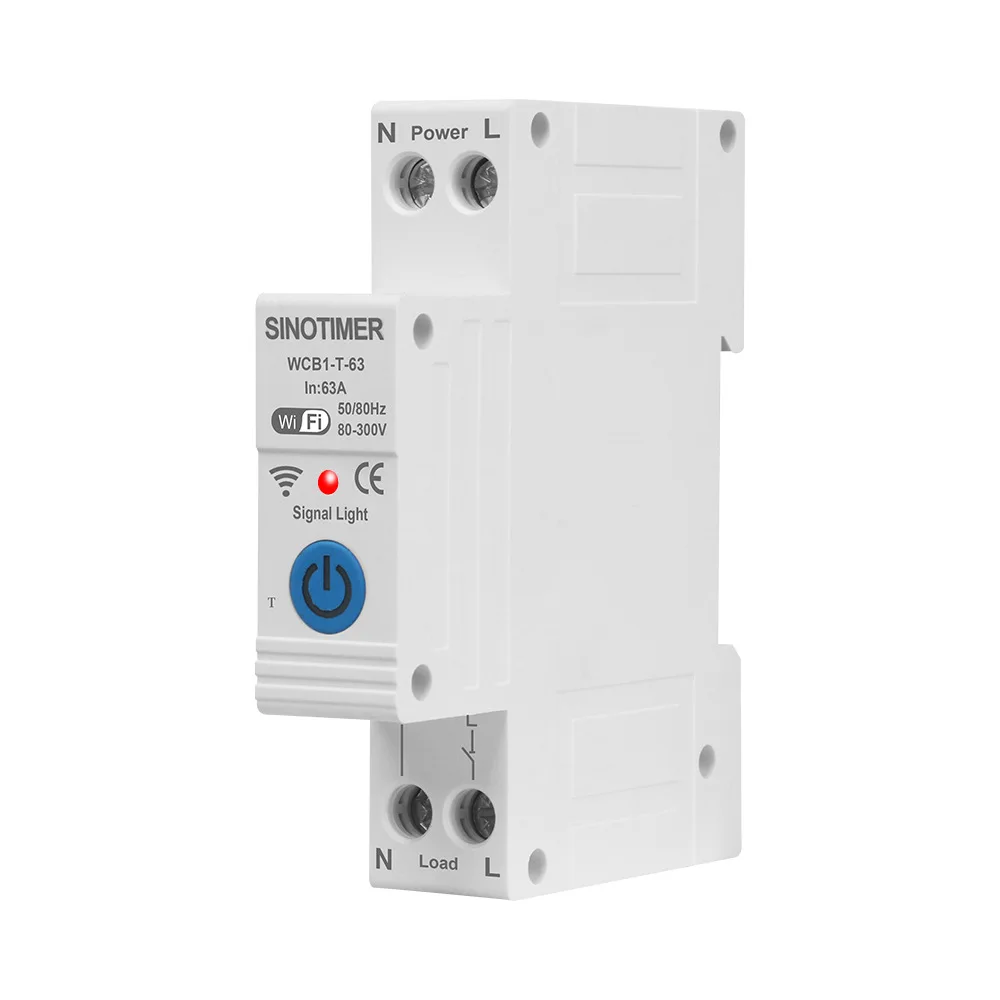 WCB1-T-63 Tuya Smart Remote Control Circuit Breaker 60-300V 50/60Hz 63A WiFi Remote Control On-Off Timer Switch Protector