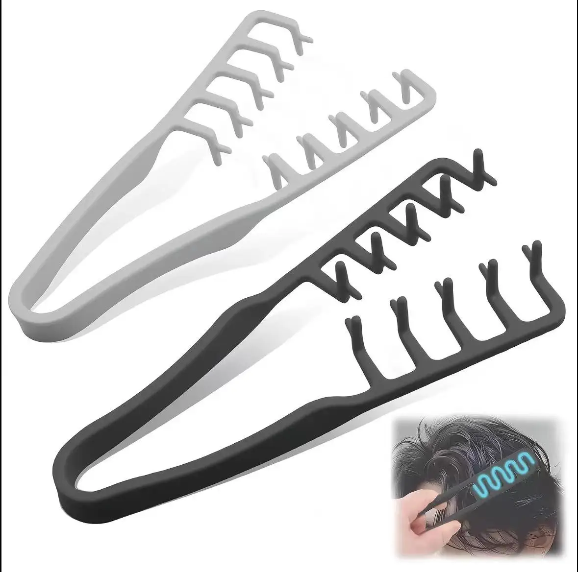 AntiSlip Hair Parting Clip, Soft Rubber Hair Styling Sectioning Tool, Men Women Hair Posi tioning Clip for DIY Hairstyle Barber