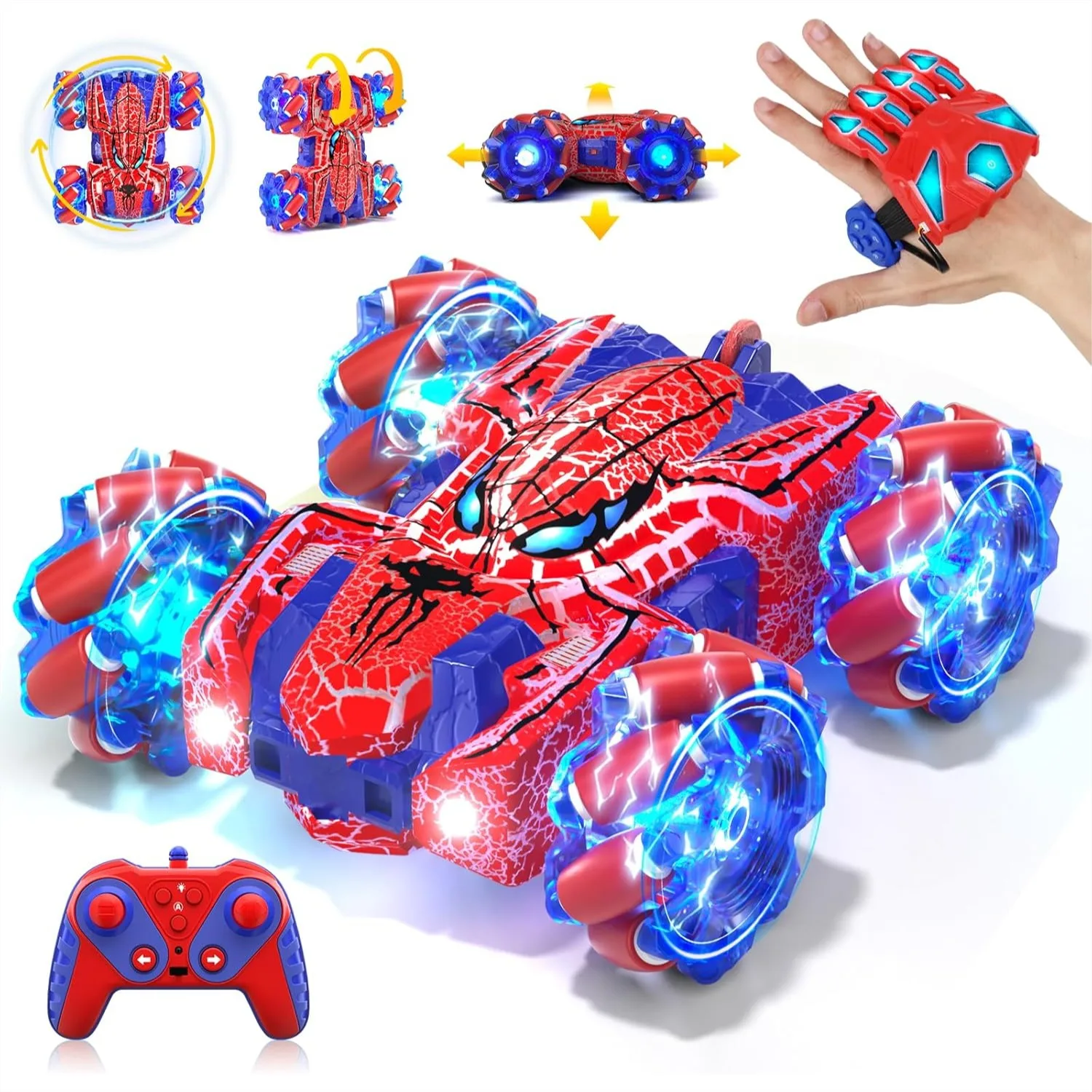 

Spider Gesture Sensing Remote Control Car Double Sided RC Cars With Full-Body Light 2.4GHz Hand Controlled Rechargeable RC Stunt Car Toys For Boys 4 5 6 7 8 9 10 11 12