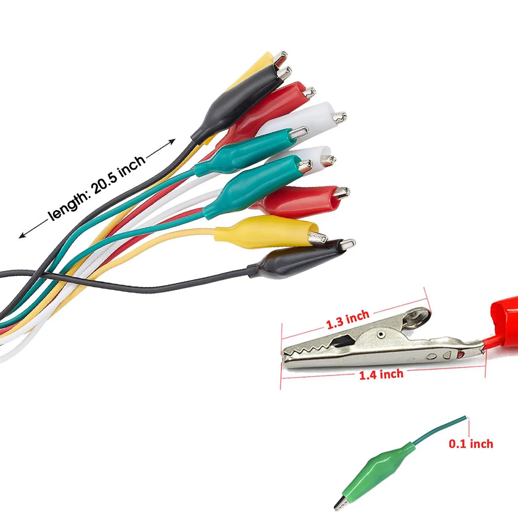 5 цветов, зажимы типа «крокодил», электрические тестовые провода «сделай сам», двусторонние зажимы типа «крокодил», зажим для плотвы, тестовая перемычка, 50 см