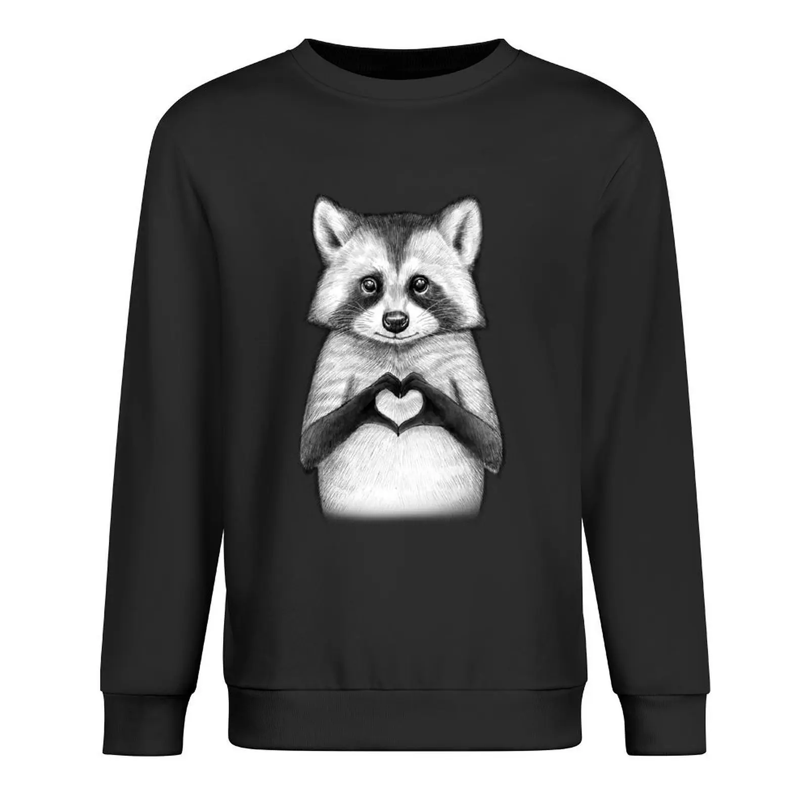 

Raccoon with heart Pullover men's autumn clothes japanese style winter clothes tracksuit men hooded sweatshirts