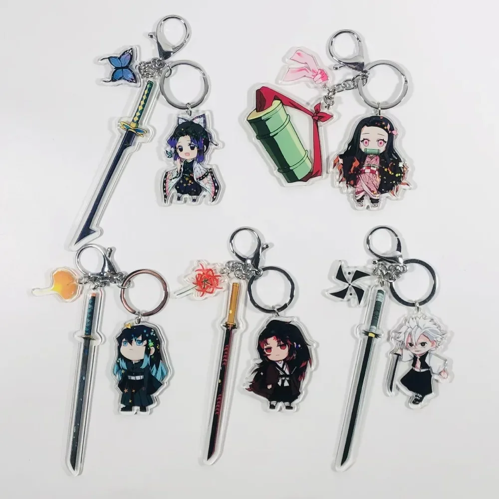 Anime Peripheral Demon Slayer Kamado Nezuko Cartoon Character Acrylic Keychain Pendant Backpack Decoration Accessory Gift