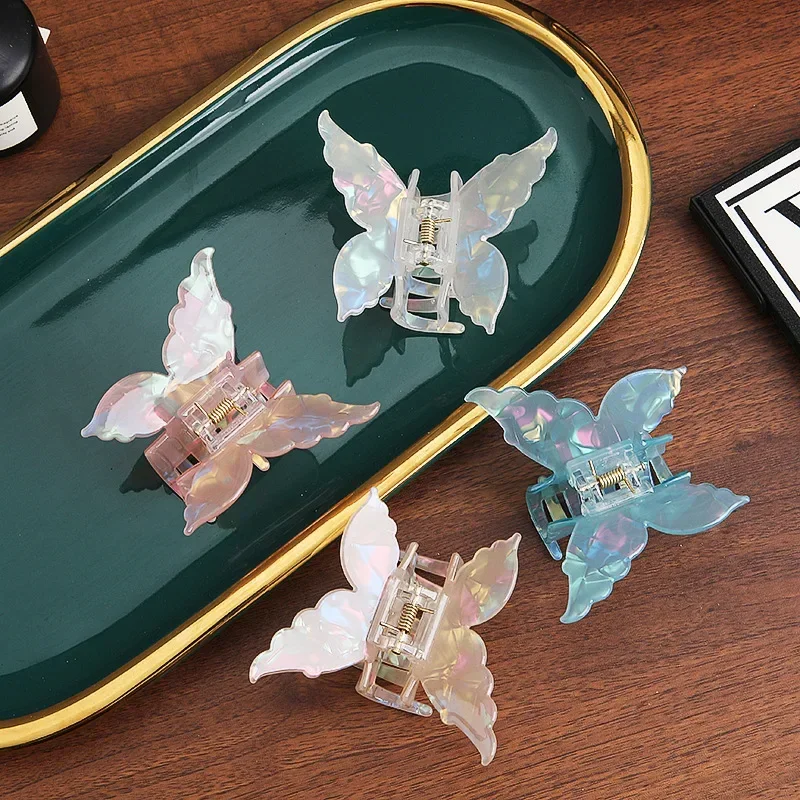 خلات الرجعية فراشة مشبك شعر الحلو لطيف الجنية الملونة النساء مشبك شعر كليب كراب عقال كليب اكسسوارات تصفيف الشعر