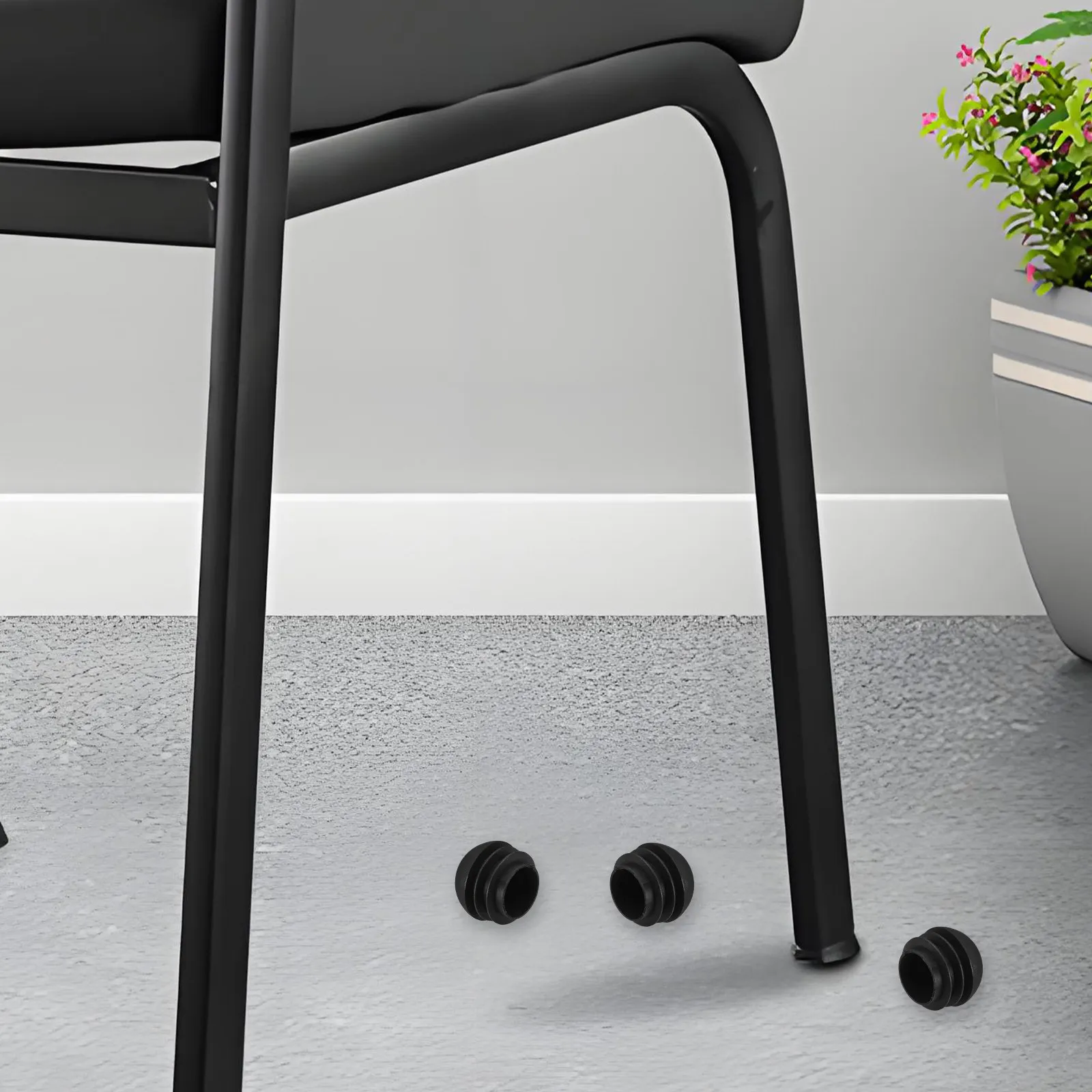 30Pcs Plastic Furniture End Caps 25Mm Black Semi-Spherical Tube Stopper Plugs Chair Leg Protectors Scratch Resistant Glide Floor