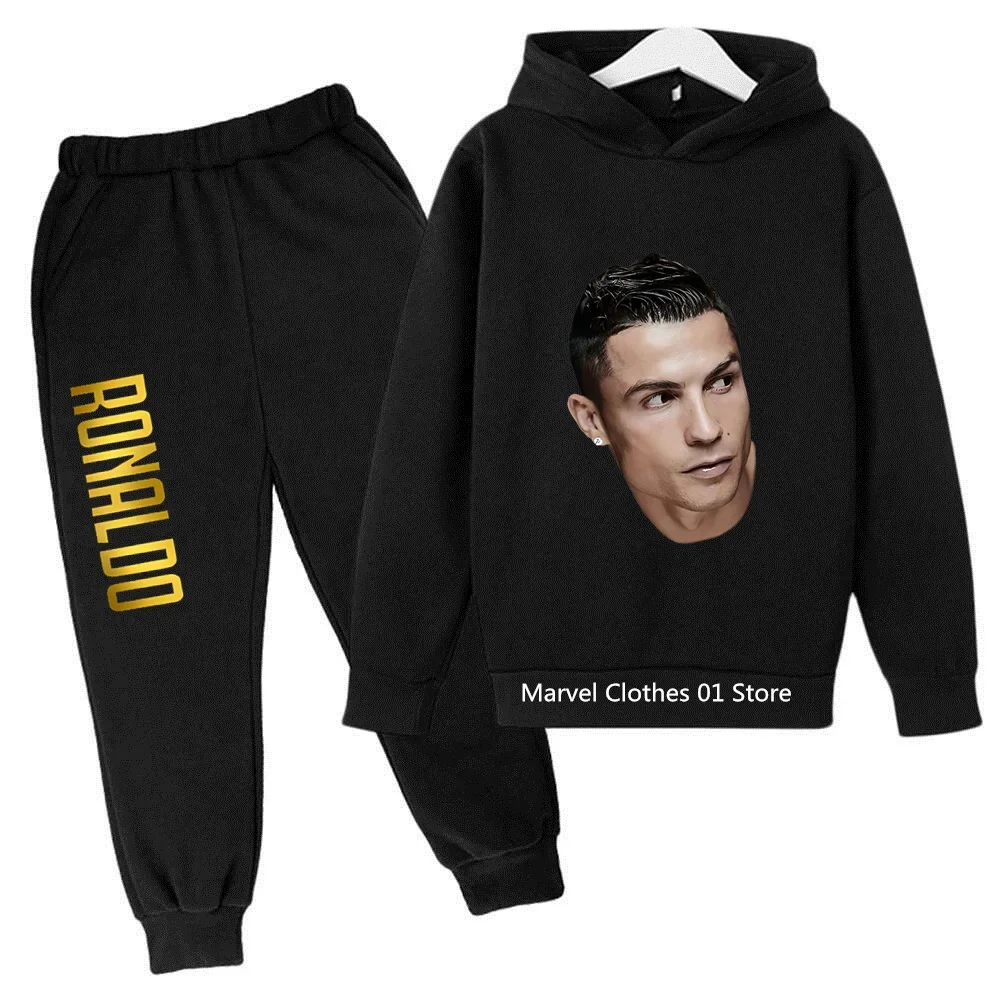 Football Star Ronaldo Hoodie Set Kids Clothes Boys Girls Clothing Children's Sports suit Autumn Hoodie Pants 2-piece set