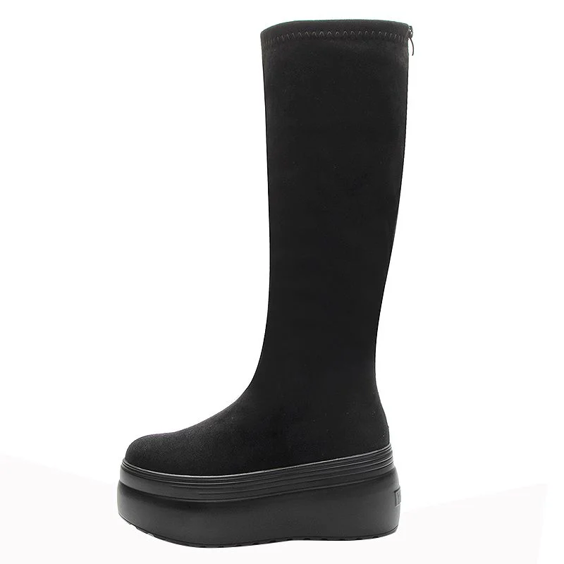 

2025 Winter Women High Boots Fashion Hidden Heel Woman Long Boot Warm Plush Thigh High Boots For Women Winter Platform Shoes