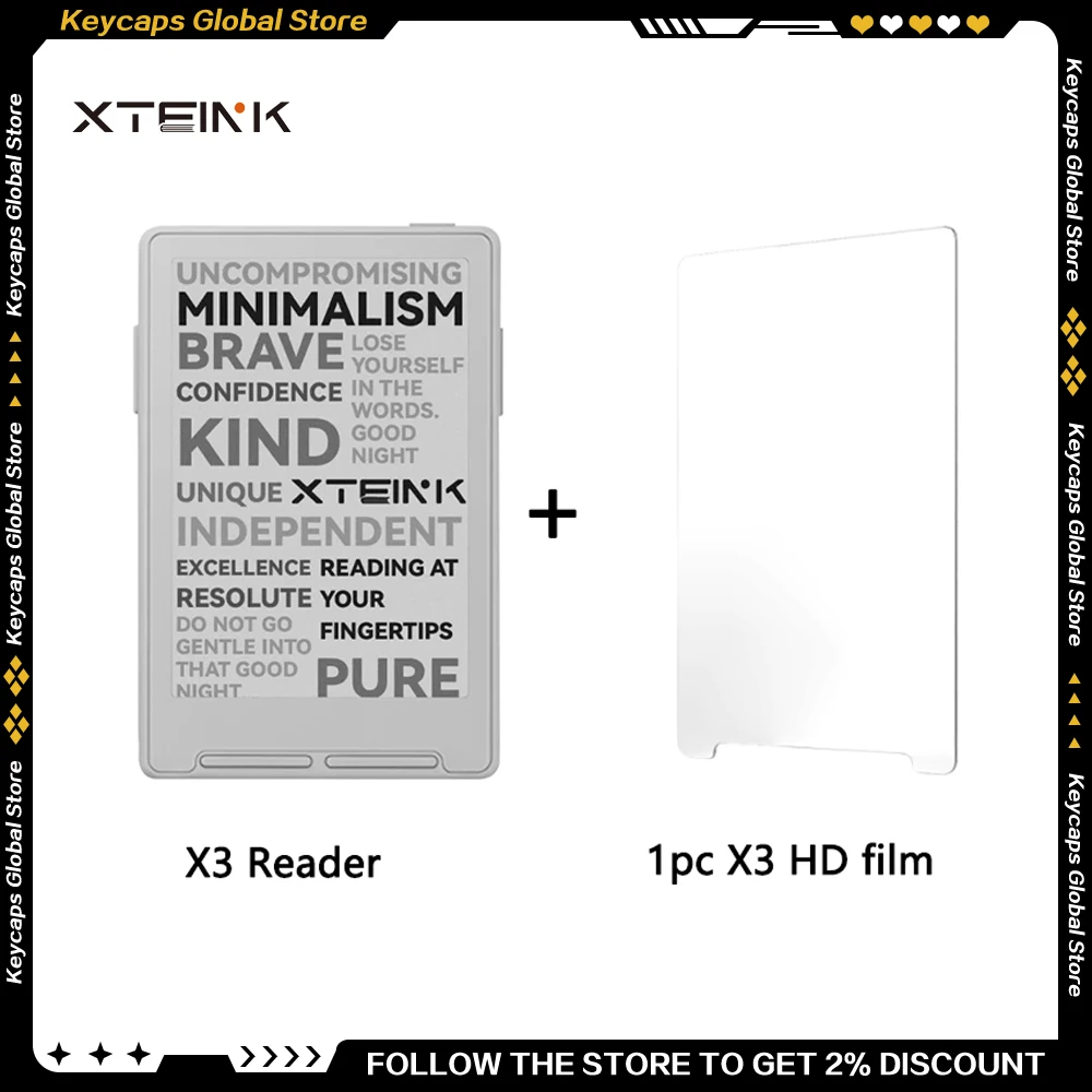 XTEINK X3 Replace HD Tempered Glass Screen Protector and XTEINK X3 International Version E-Book Readers Set Portable Mini