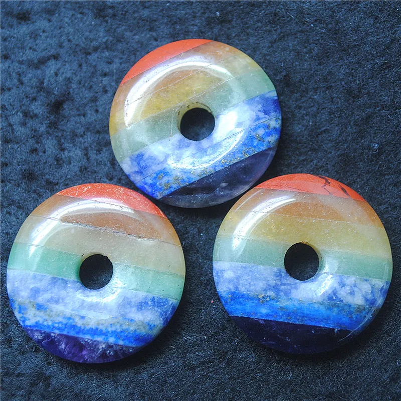 2PC Hot Natural Semi Precious Stone Pendants Size 30MM Round Shape Mix Different Types Of Material Hot For Luxury Jewelry Design