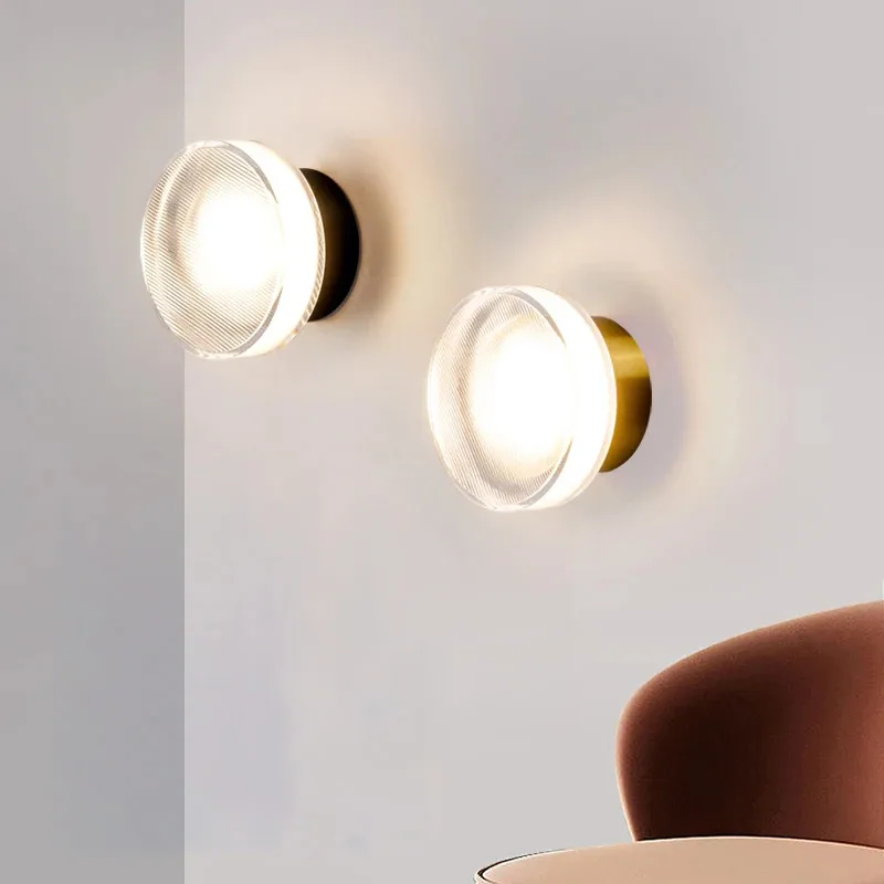 

Modern LED Wall Light Round Simple Sconce Luxury Acrylic Stair Aisle Bedroom Living Room Bedside Background wall Lamp