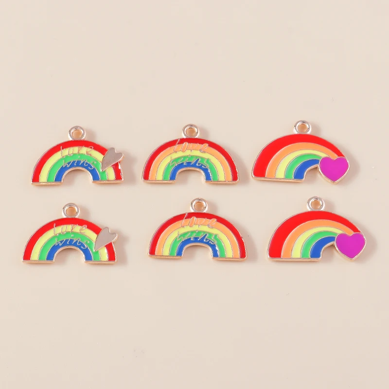 20 Stück Niedliche Bunte Emaille-Regenbogen-Anhänger für die Herstellung von Ohrringen, Halsketten, Armbändern, DIY-Bastelarbeiten und Schmuckzubehör – Detail 2